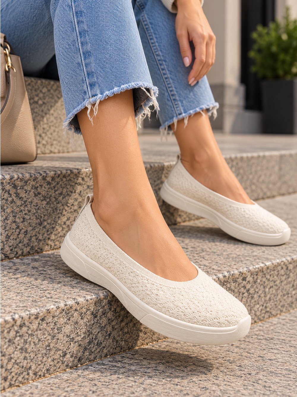 Keds Women's Knit Slip-On Flats in White